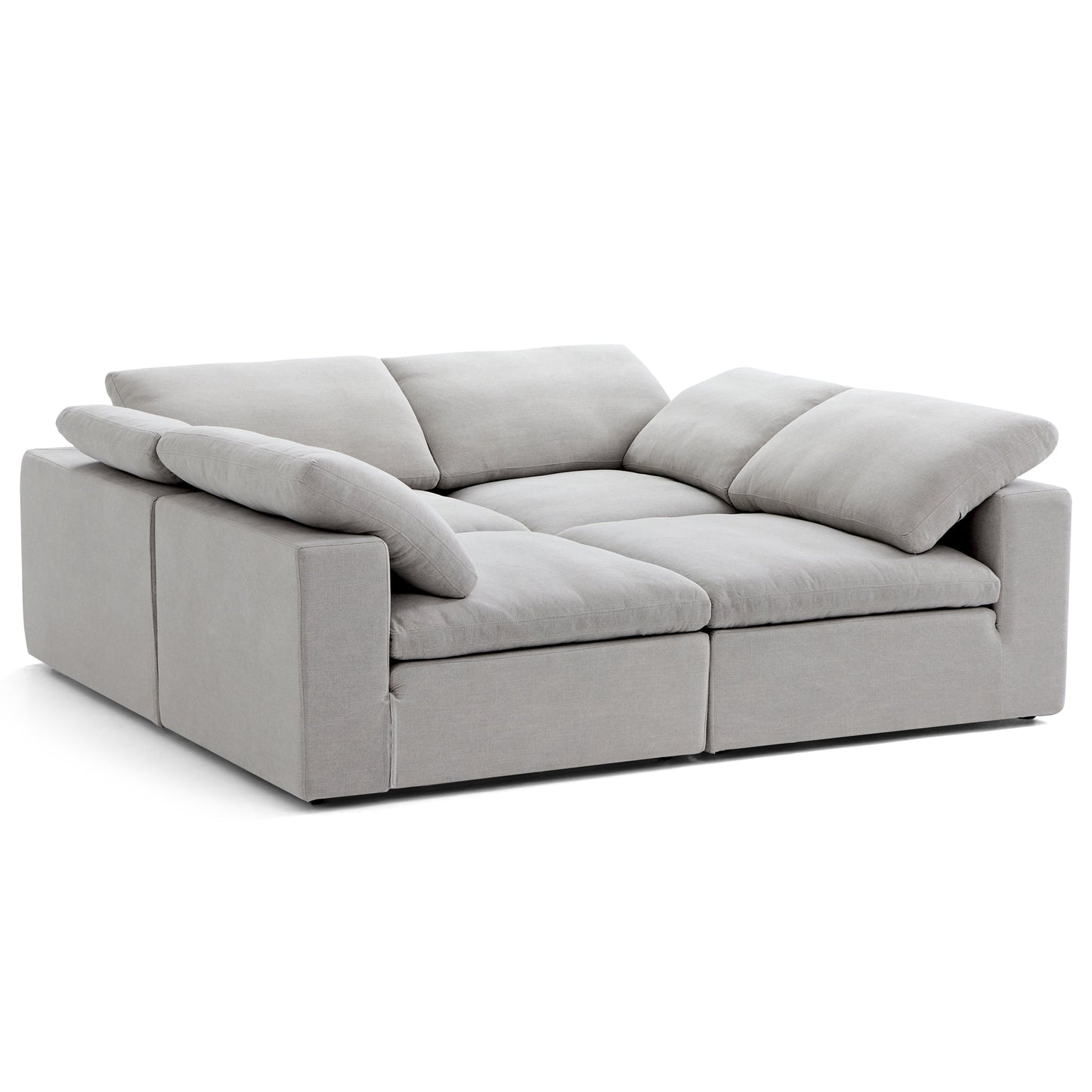 Tender Wabi Sabi Light Gray U Shaped Sectional with Open Ends-Gray-90.6"