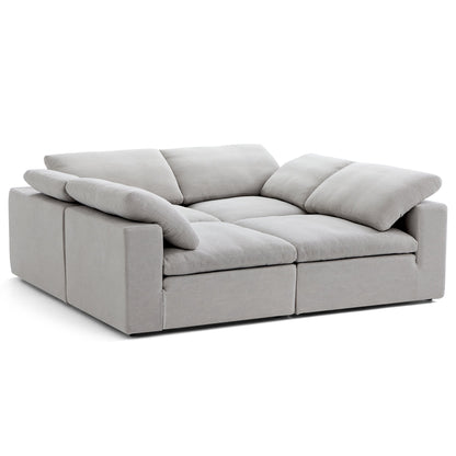 Tender Wabi Sabi Light Gray U Shaped Sectional with Open Ends-Gray-90.6"