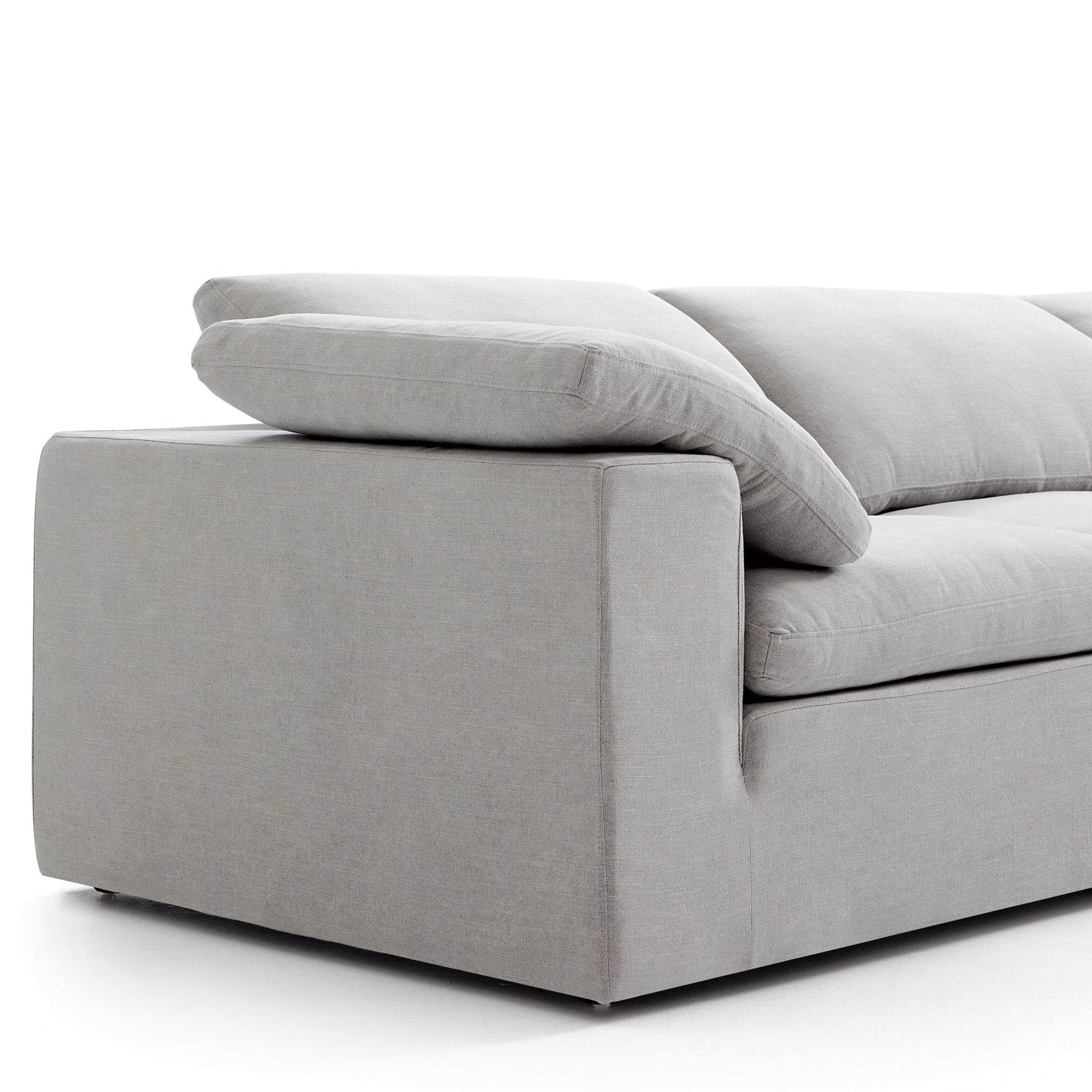 Tender Wabi Sabi  Gray L Shaped Sectional and Ottoman-Gray
