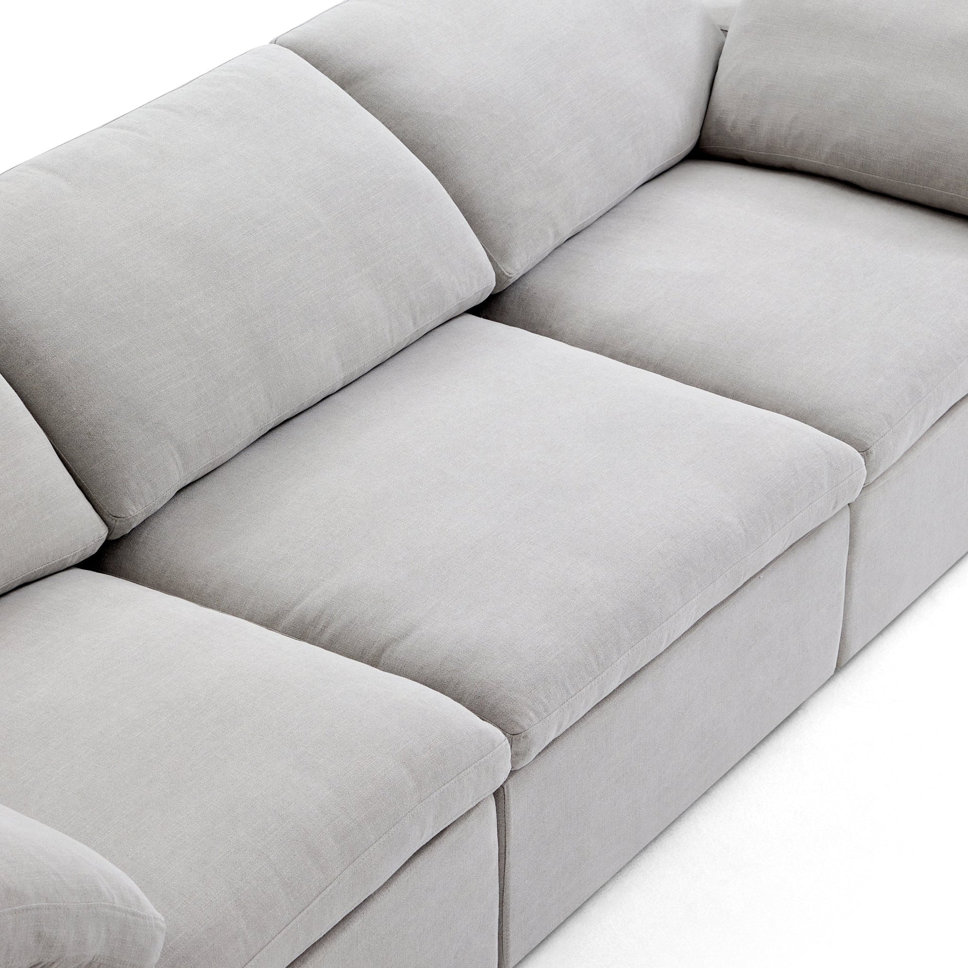 Tender Wabi Sabi Beige L Shaped Sectional and Ottoman-Gray