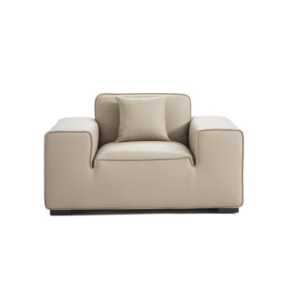 Domus Modular Black Leather Sofa Set-Beige