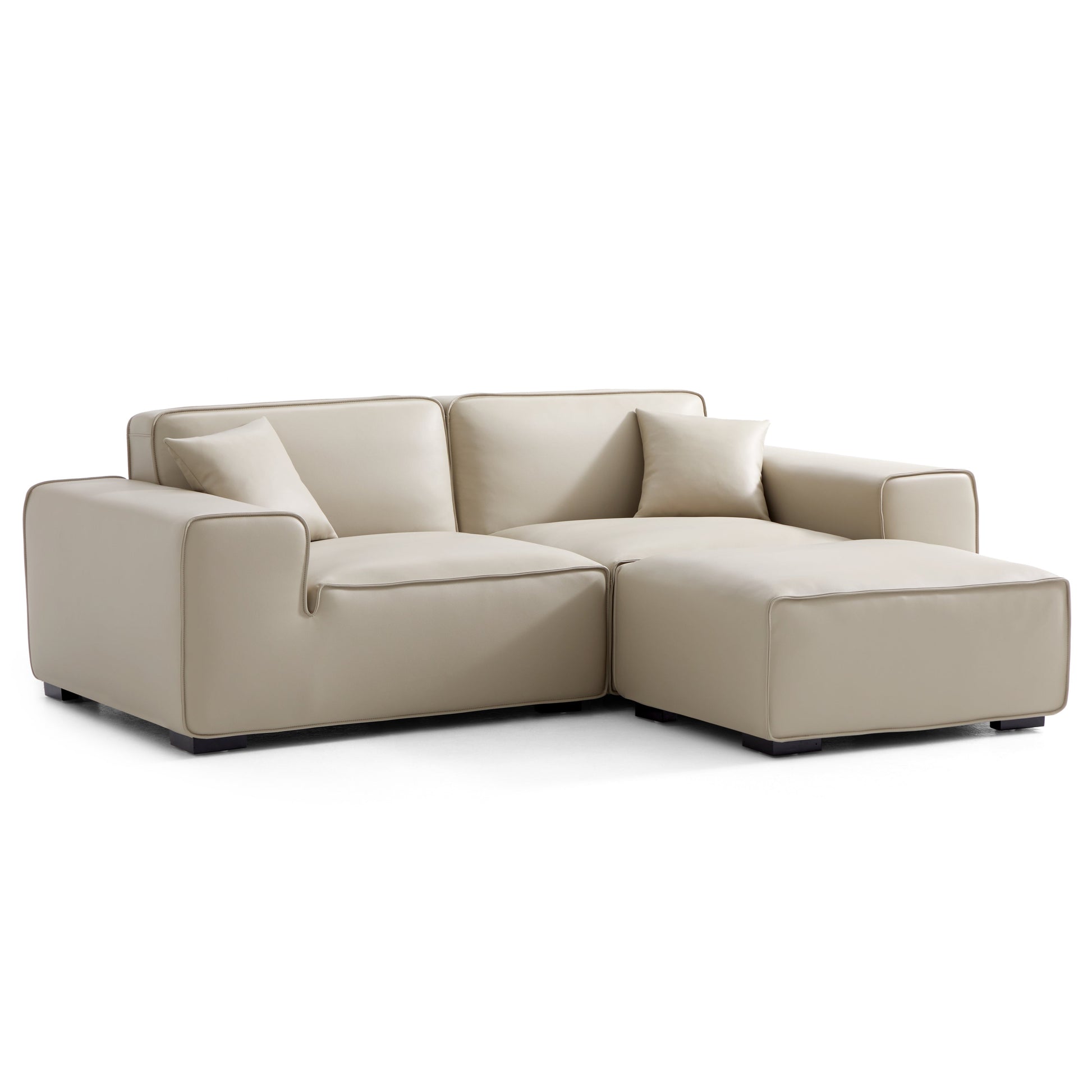 Domus Modular Dark Gray Leather Sofa and Ottoman-hidden