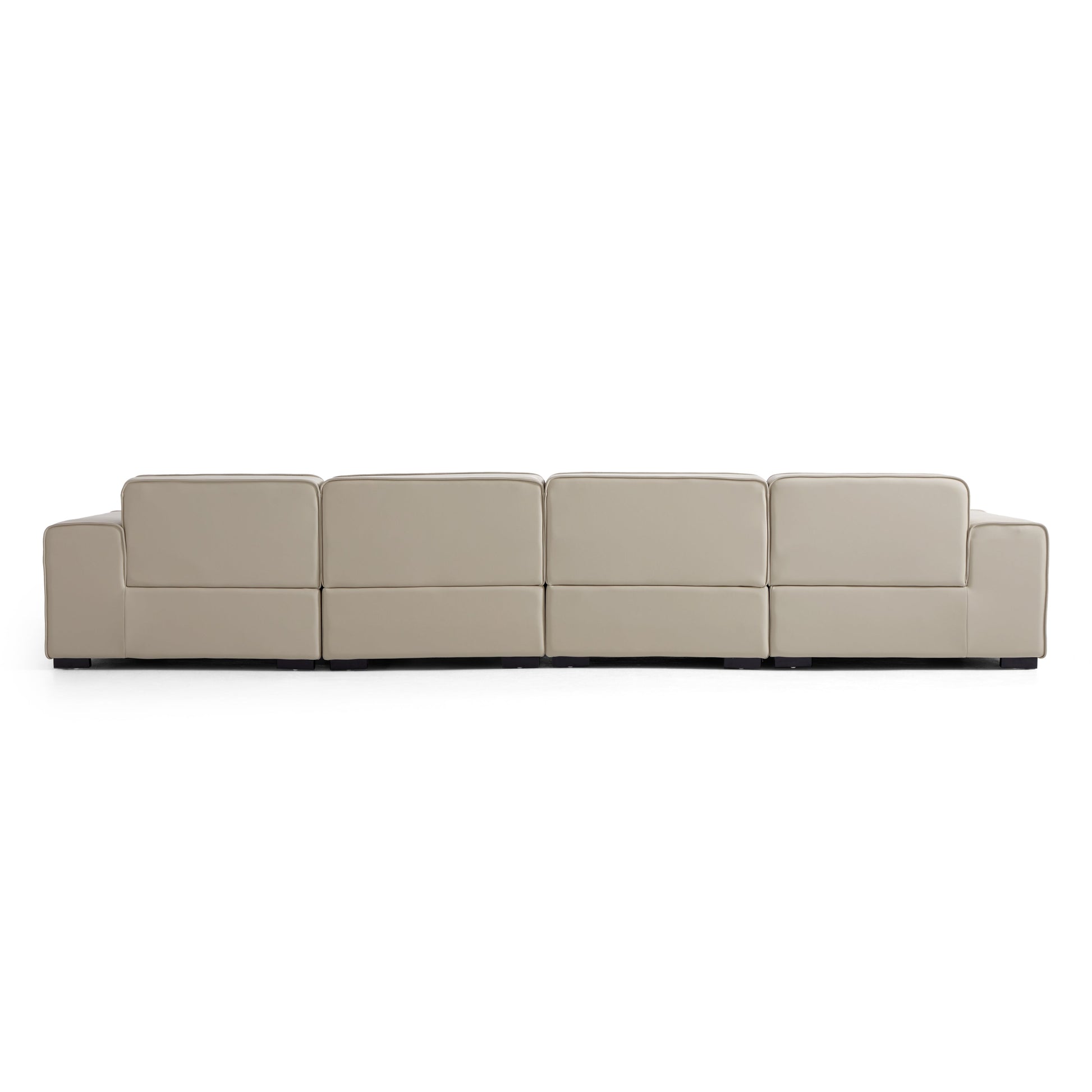 Domus Modular Black Leather Double Chaise Sectional-Beige-157.5″