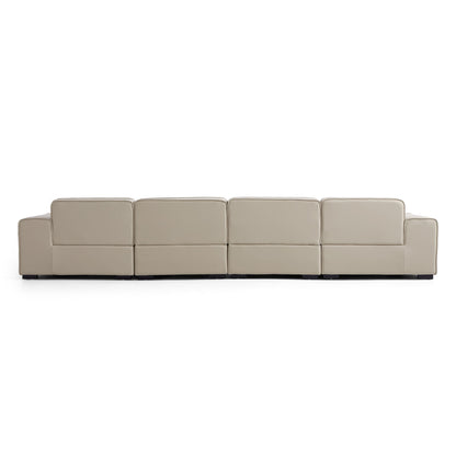 Domus Modular Black Leather Double Chaise Sectional-Beige-157.5″