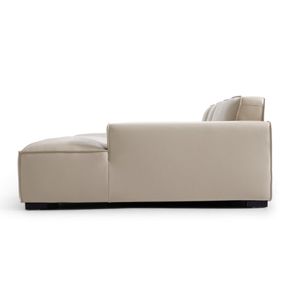 Domus Modular Dark Gray Leather U Shaped Sectional Sofa-Beige