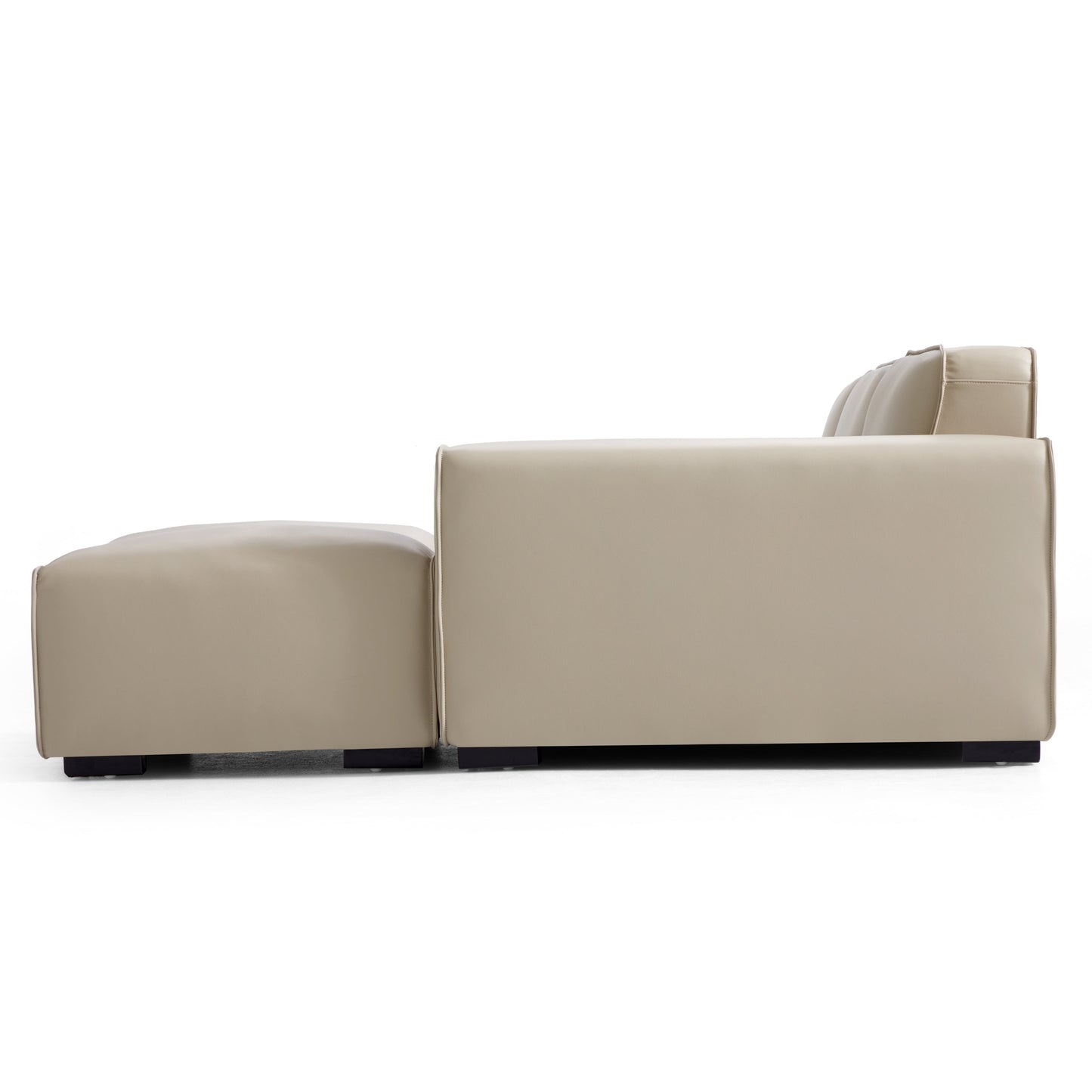 Domus Modular Dark Gray Leather Sofa and Ottoman-Beige