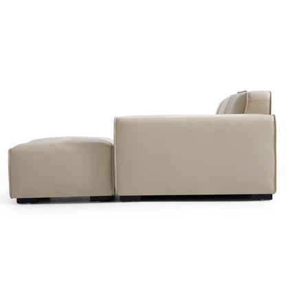Domus Modular Dark Gray Leather Sofa and Ottoman-Beige