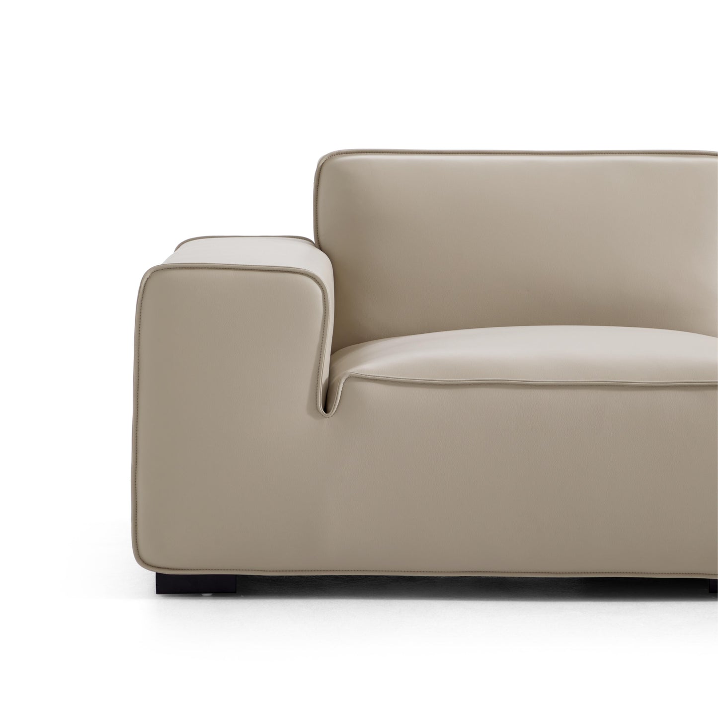 Domus Modular Dark Gray Leather Sofa and Ottoman-Beige