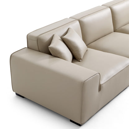Domus Modular Dark Gray Leather U Shaped Sectional-Beige