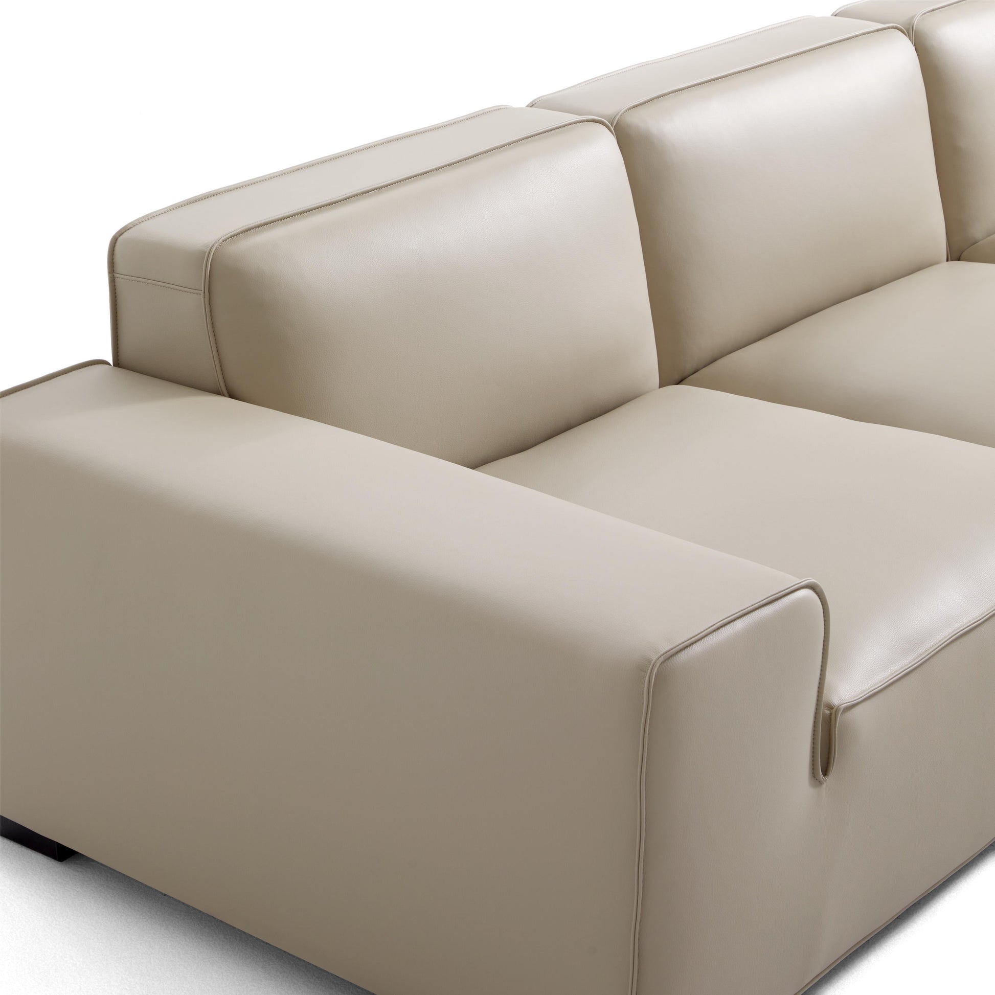 Domus Modular Black Leather L Shaped Sectional-Beige