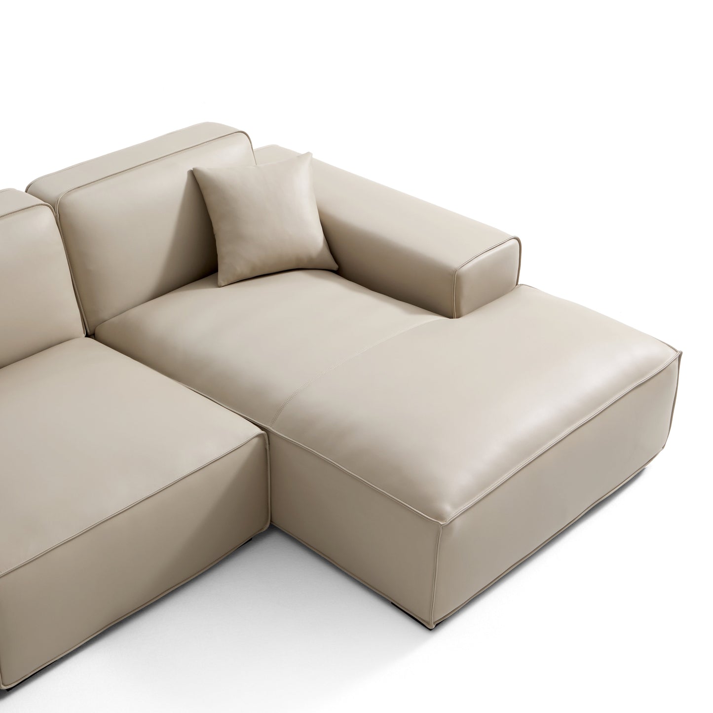 Domus Modular Beige Leather Sectional Sofa-Beige