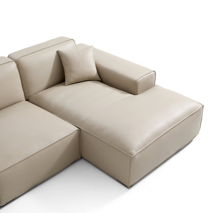 Domus Modular Beige Leather Sectional Sofa-Beige