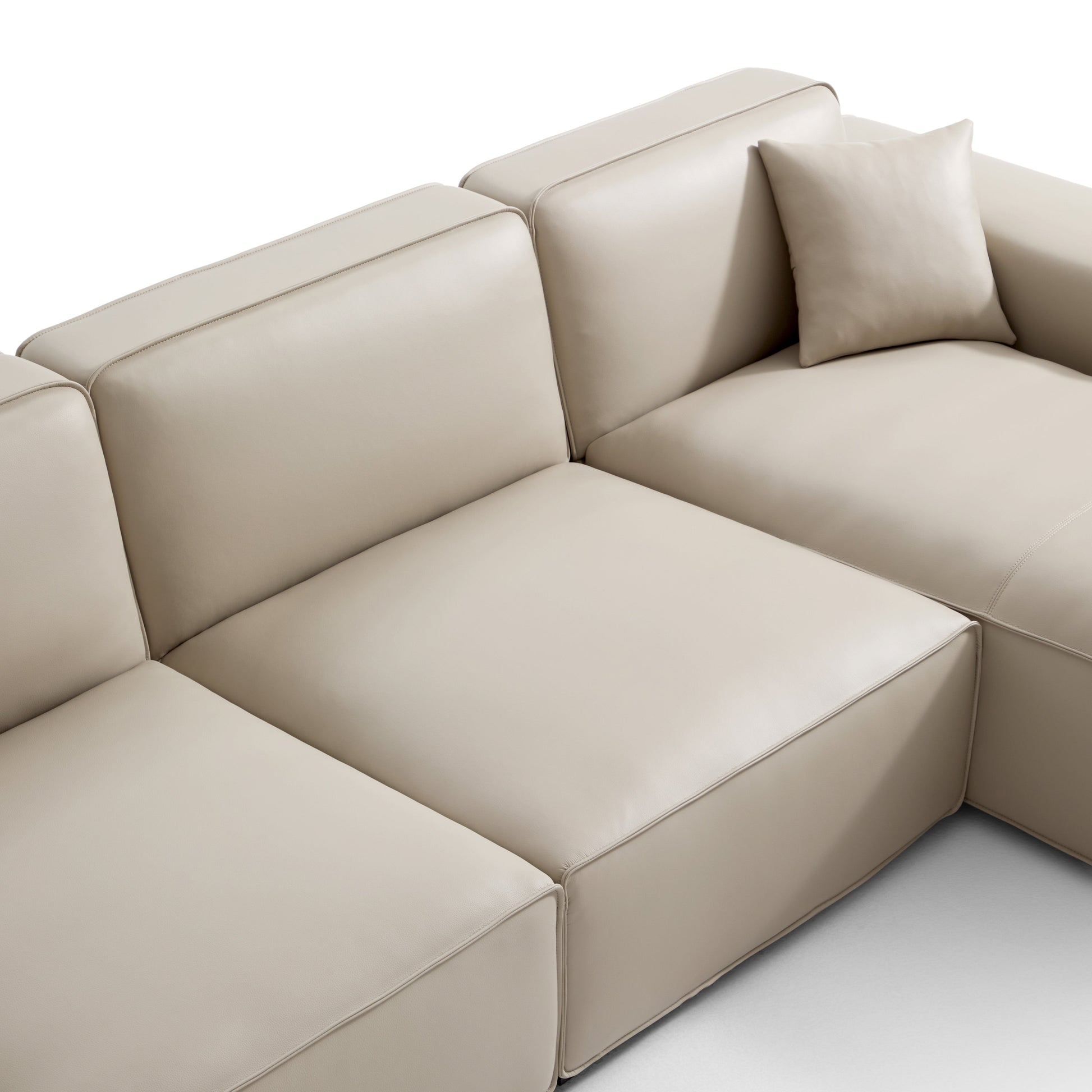 Domus Modular Beige Leather Sectional Sofa-Beige