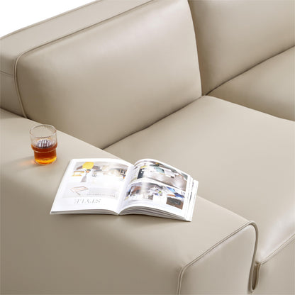 Domus Modular Dark Gray Leather U Shaped Sectional-Beige
