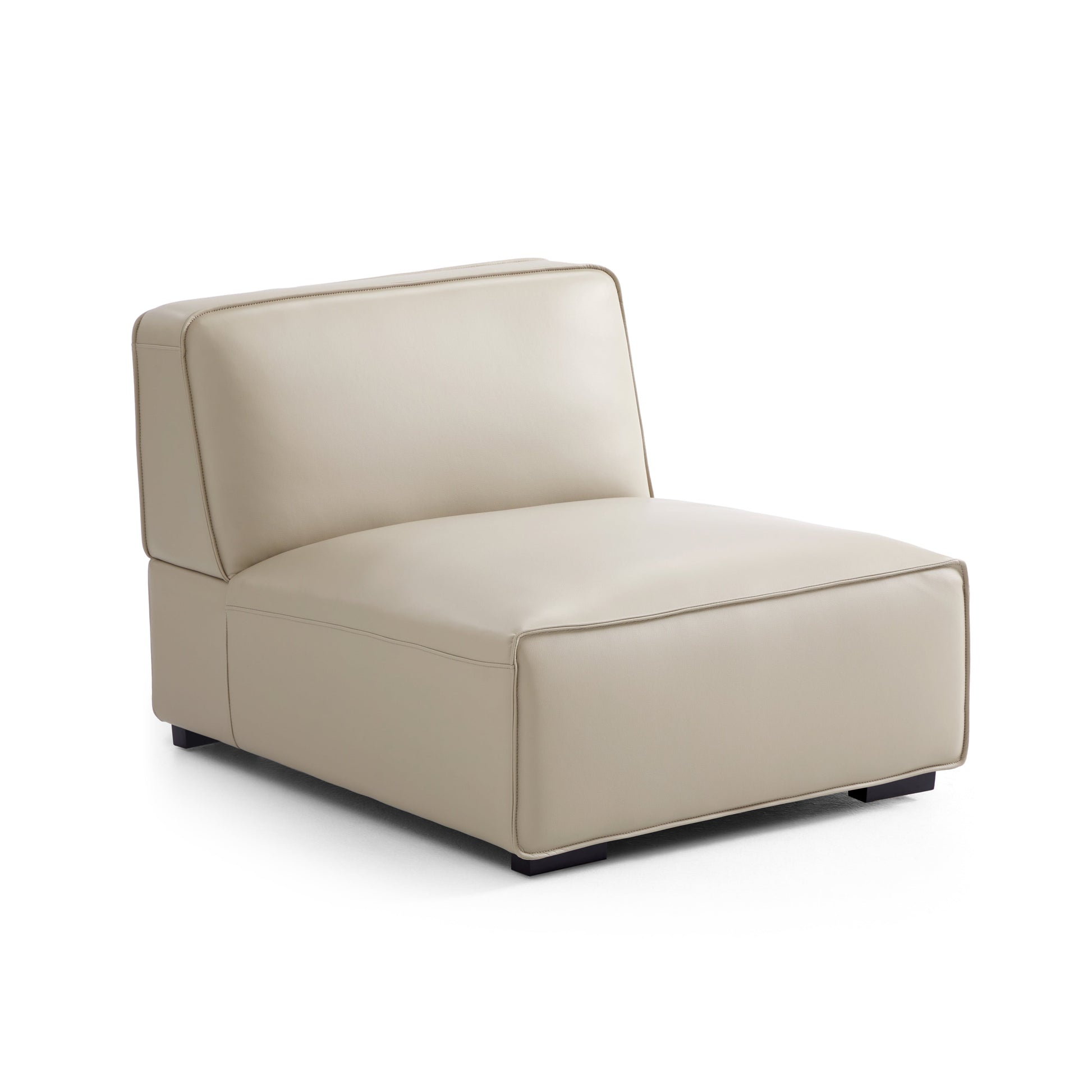 Domus Modular Black Leather L Shaped Sectional-Beige