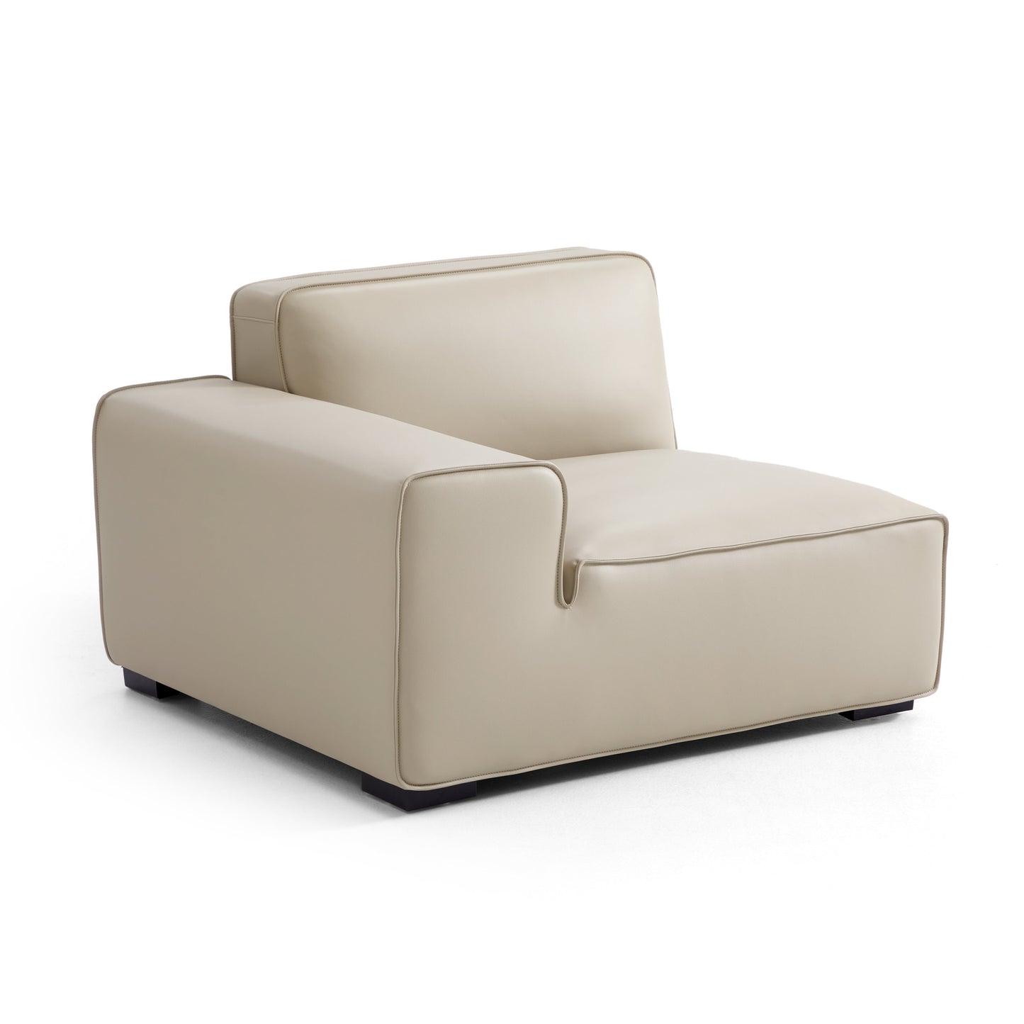 Domus Modular Black Leather U Shaped Sectional-Beige
