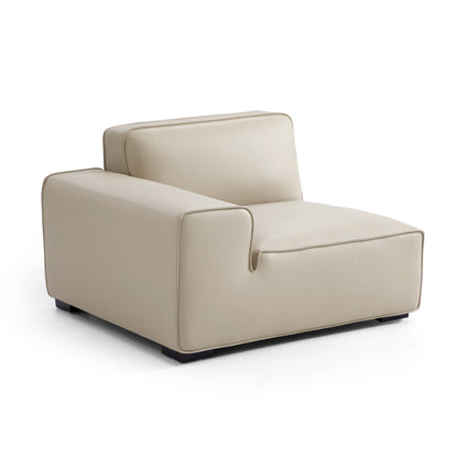 Domus Modular Black Leather U Shaped Sectional-Beige