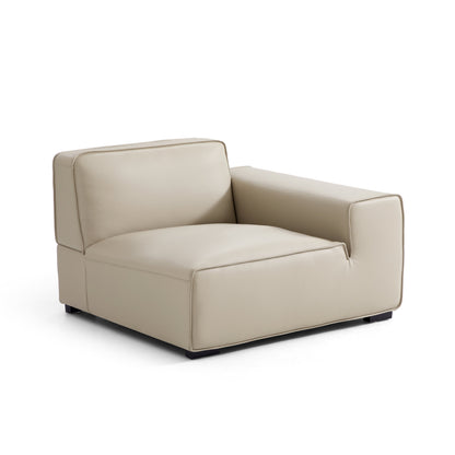 Domus Modular Black Leather U Shaped Sectional-Beige