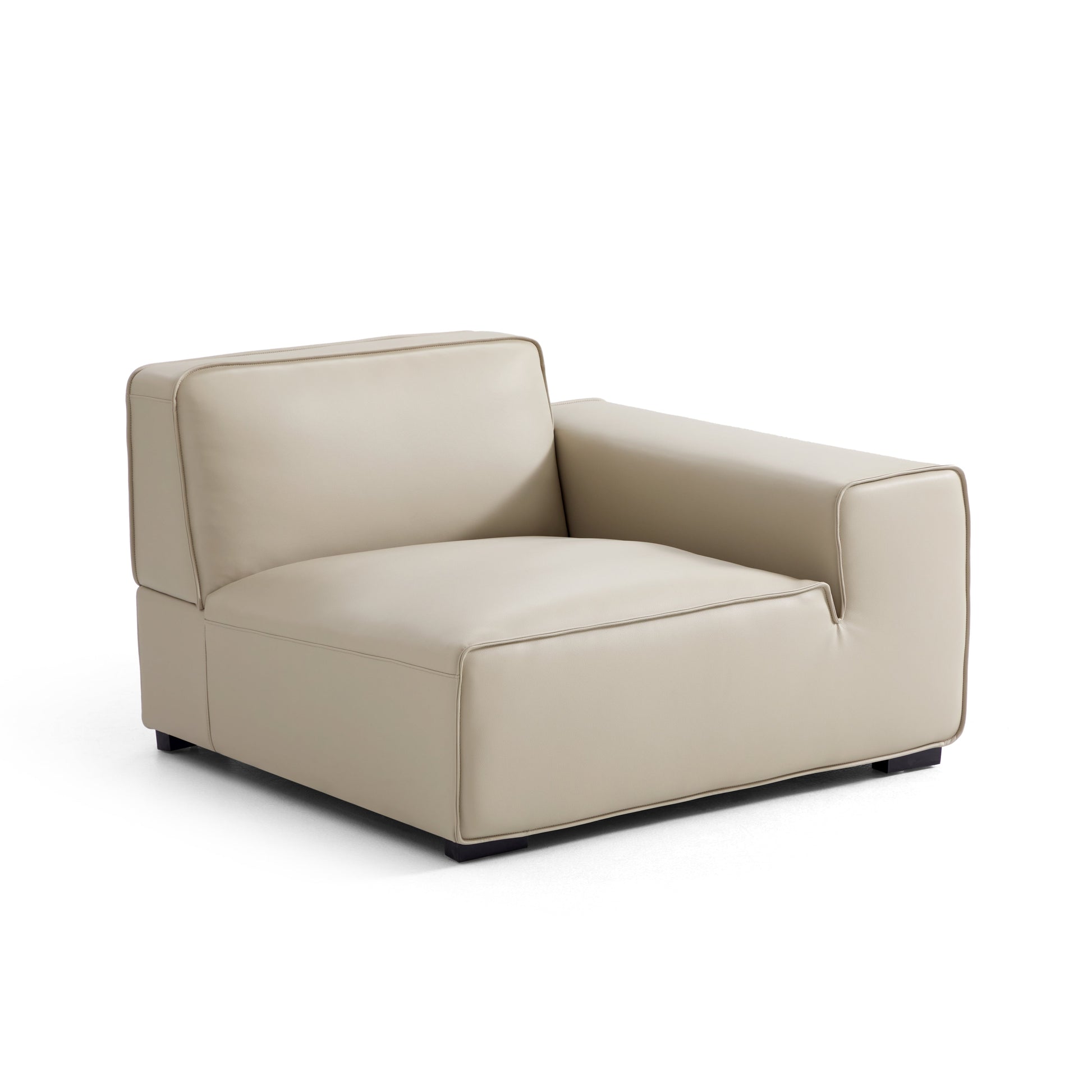 Domus Modular Black Leather U Shaped Sectional-Beige