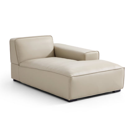 Domus Modular Black Leather Double Chaise Sectional-Beige