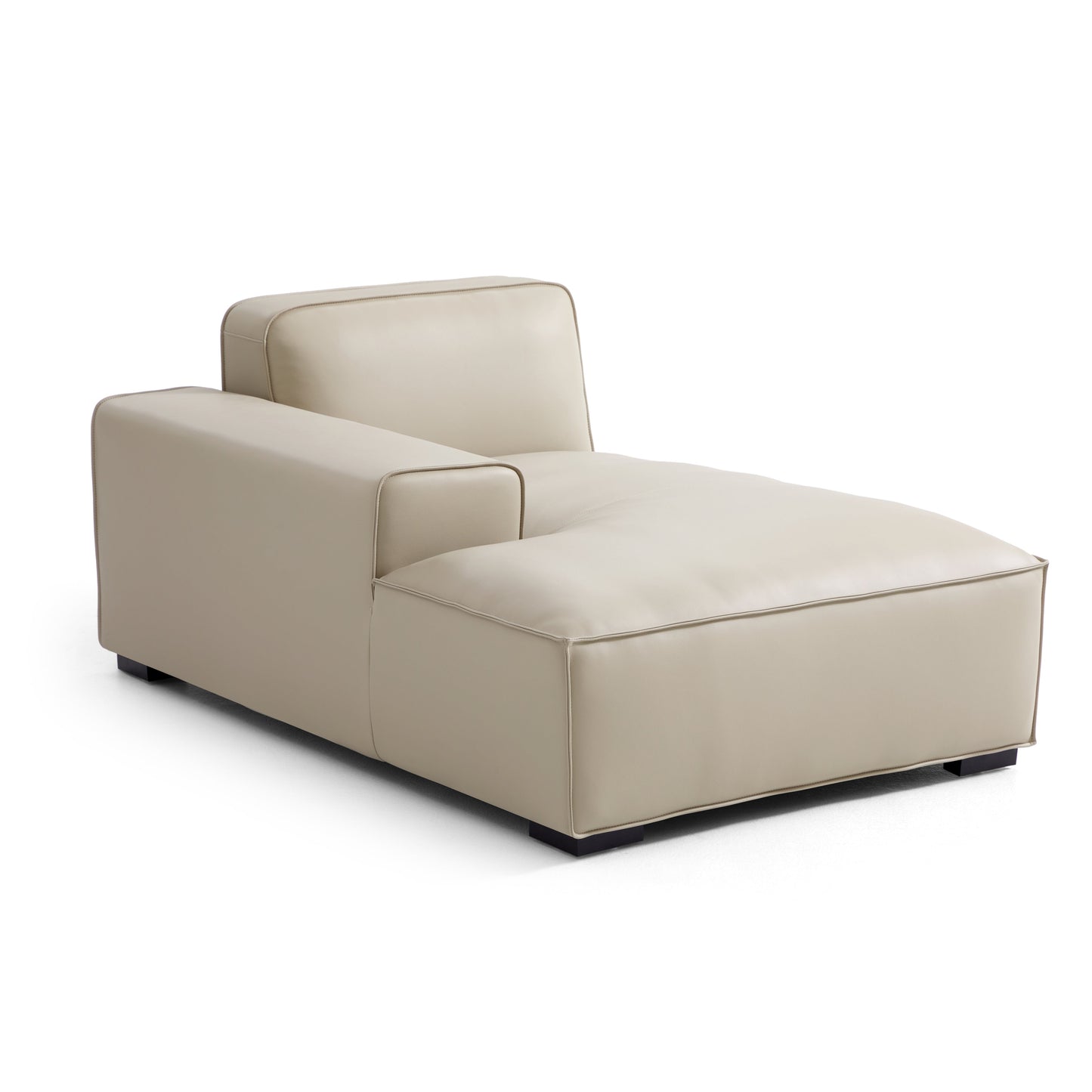 Domus Modular Black Leather U Shaped Sectional-Beige