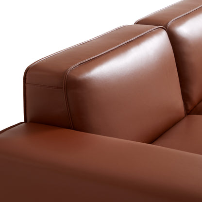 Domus Modular Brown Leather U Shaped Sectional-Brown