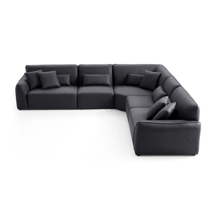 Milano Moda Minimalist Black Corner Sofa-Black-133.9"