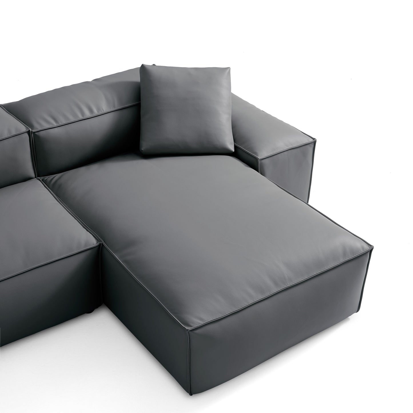 Flex Modular Black Genuine Leather Double Sided Sectional-Dark Gray