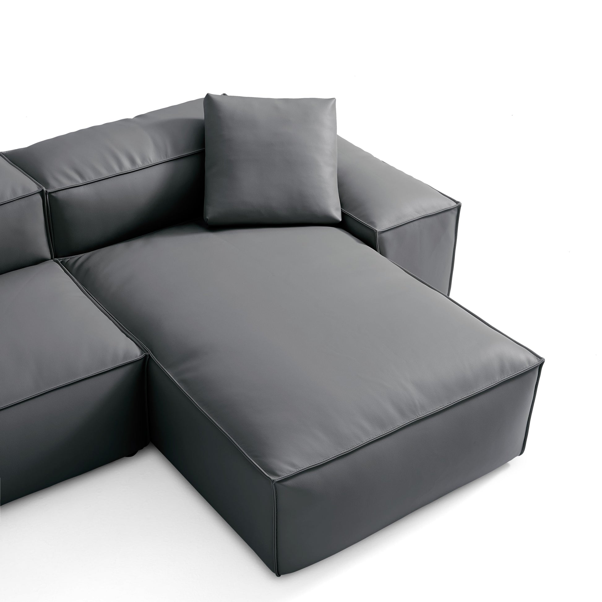 Flex Modular Black Genuine Leather Double Sided Sectional-Dark Gray