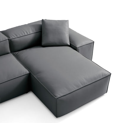 Flex Modular Black Genuine Leather Double Sided Sectional-Dark Gray
