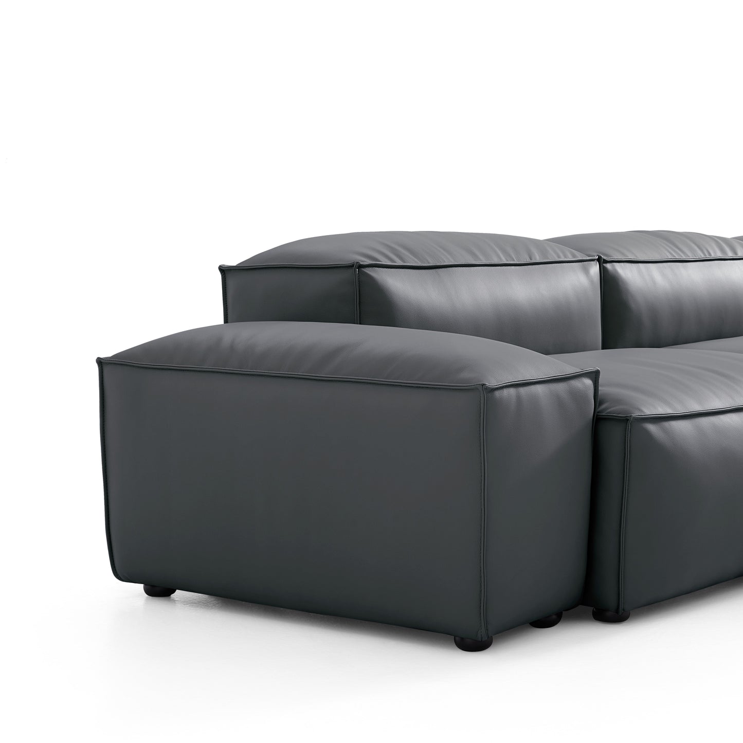 Flex Modular Black Genuine Leather Double Sided Sectional-Dark Gray