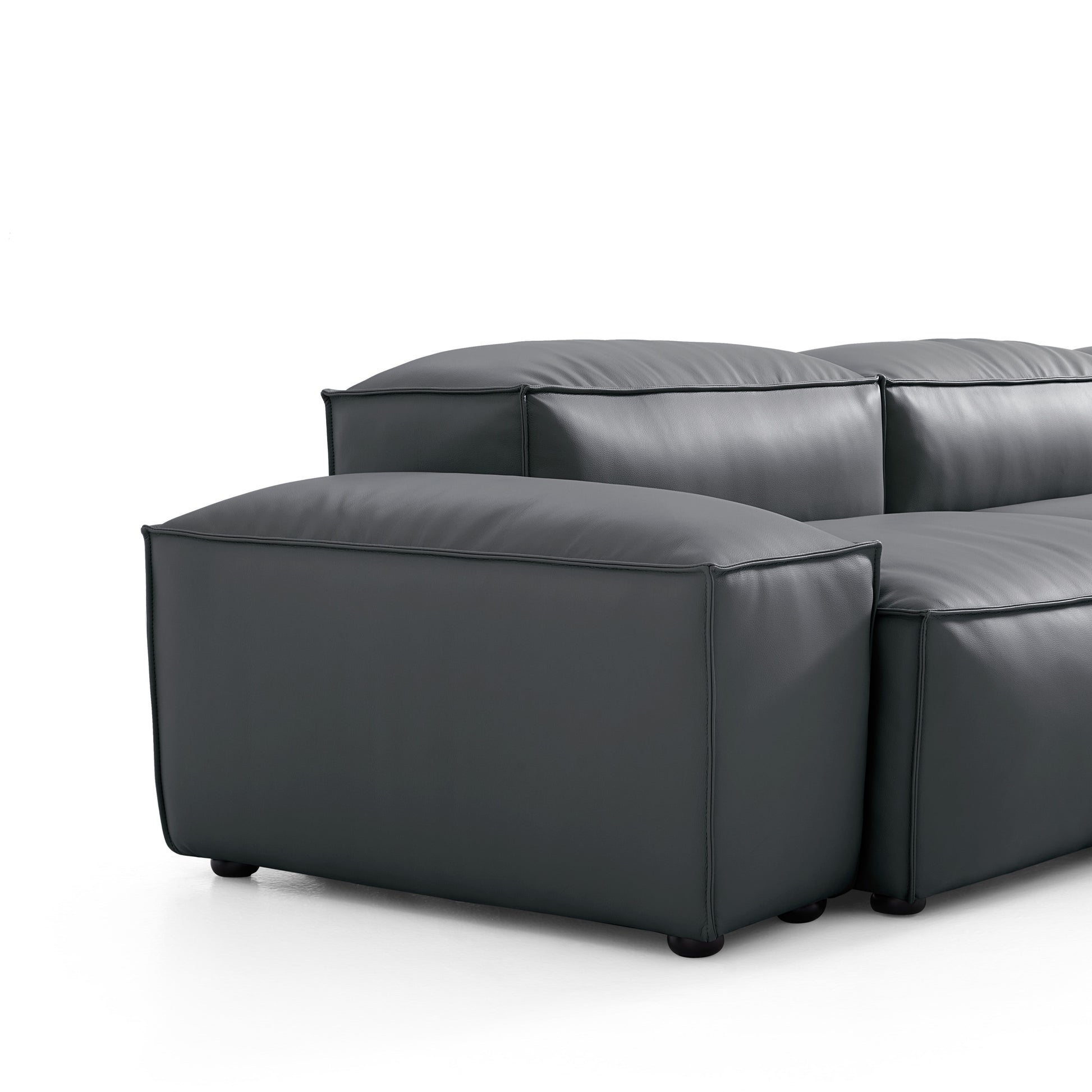 Flex Modular Black Genuine Leather Double Sided Sectional-Dark Gray
