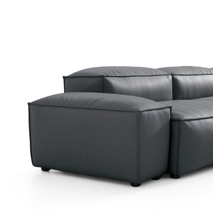 Flex Modular Black Genuine Leather Double Sided Sectional-Dark Gray
