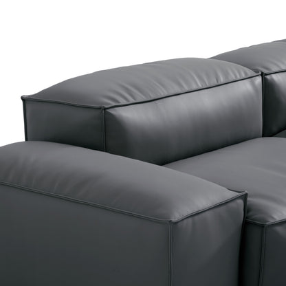 Flex Modular Black Genuine Leather Double Sided Sectional-Dark Gray