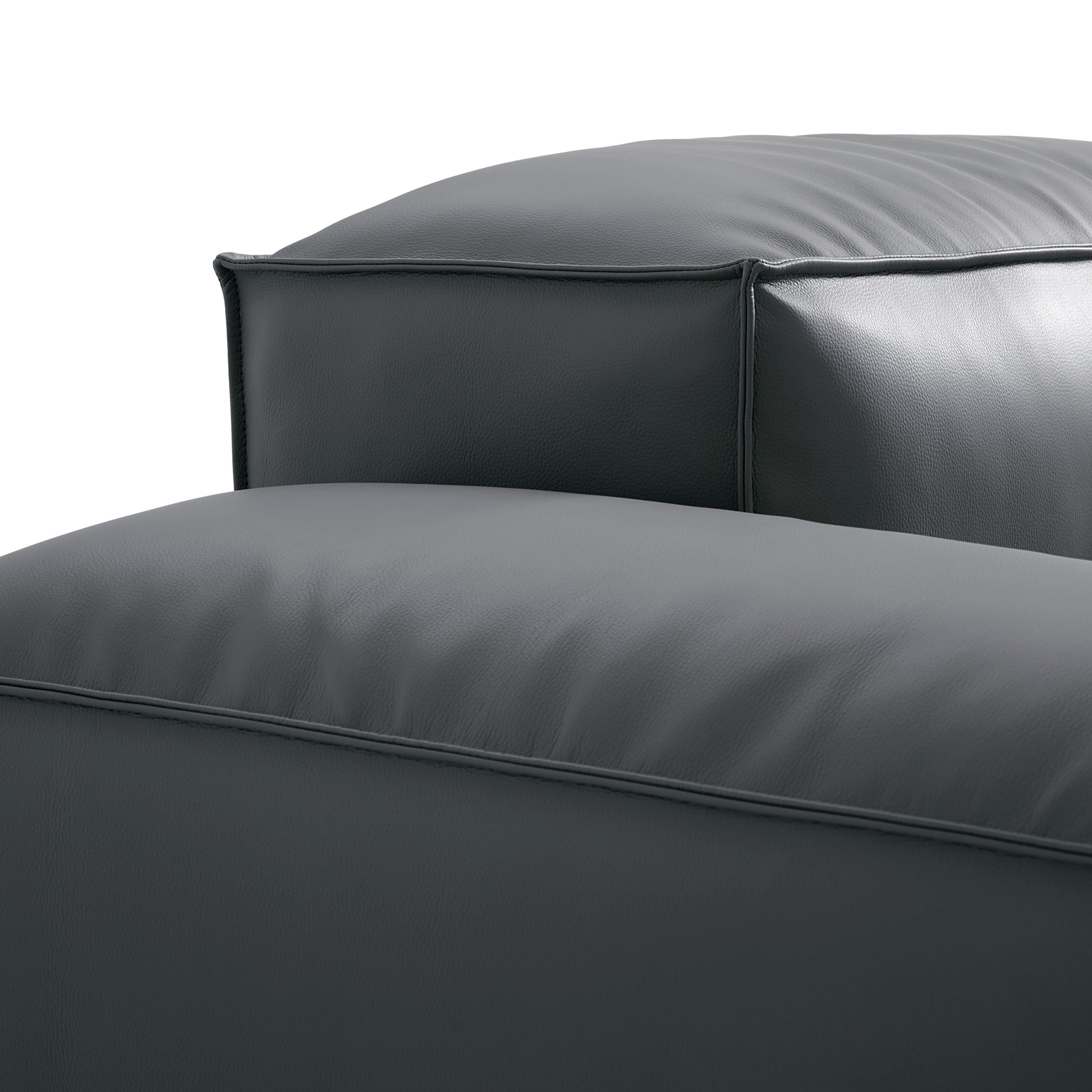 Flex Modular Black Genuine Leather Double Sided Sectional-Dark Gray