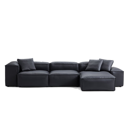 Flex Modular Brown Genuine Leather Sectional-Black-142.9″-Low & High