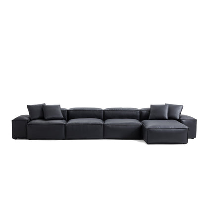Flex Modular Brown Genuine Leather Sectional-Black-180.3″-Low