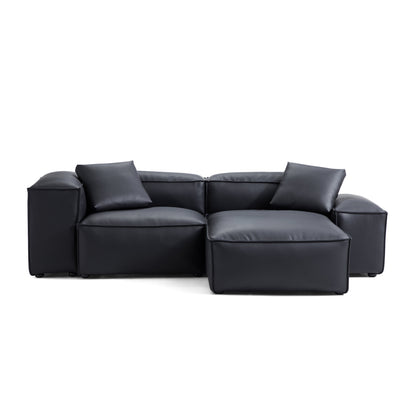 Flex Modular Brown Genuine Leather Sectional-Black-105.5″-Low & High