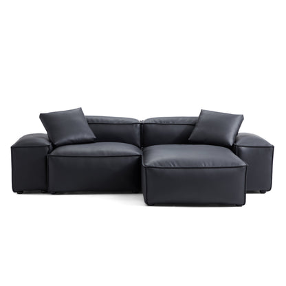 Flex Modular Brown Genuine Leather Sectional-Black-105.5″-Low