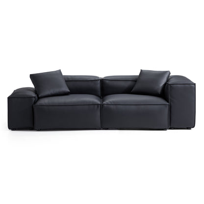 Flex Modular Brown Genuine Leather Sofa-Black-105.5"-Low & High