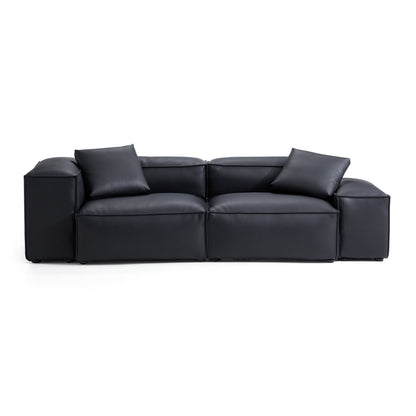 Flex Modular Brown Genuine Leather Sofa-Black-105.5"-Low & High