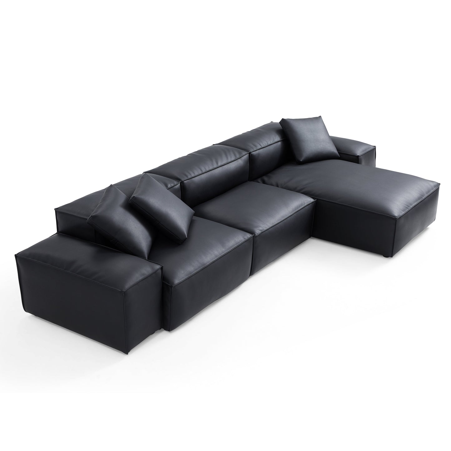 Cube Modular Khaki Genuine Leather Sectional