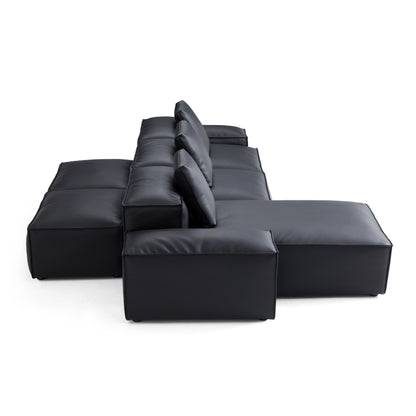 Flex Modular Brown Genuine Leather Double Sided Sectional-hidden