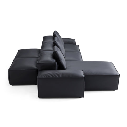 Flex Modular Brown Genuine Leather Double Sided Sectional-hidden