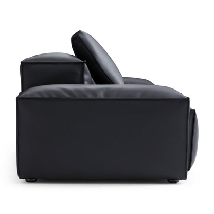 Flex Modular Black Genuine Leather Sofa-Black
