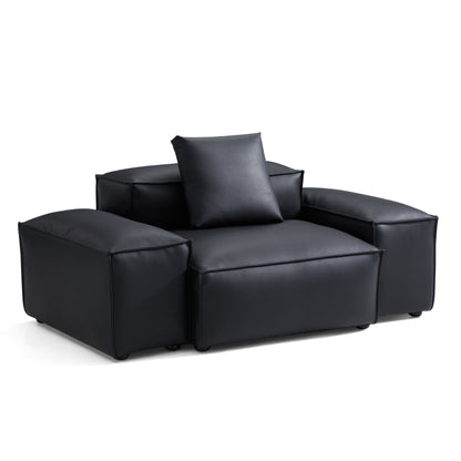 Flex Modular Black Genuine Leather Armchair-hidden