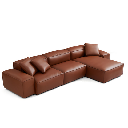 Cube Modular Black Genuine Leather Sectional