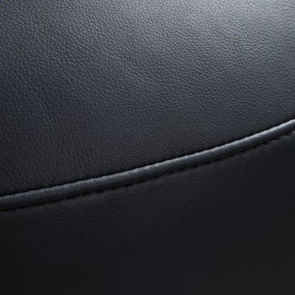 Monolith Round Black Leather Ottoman-Black