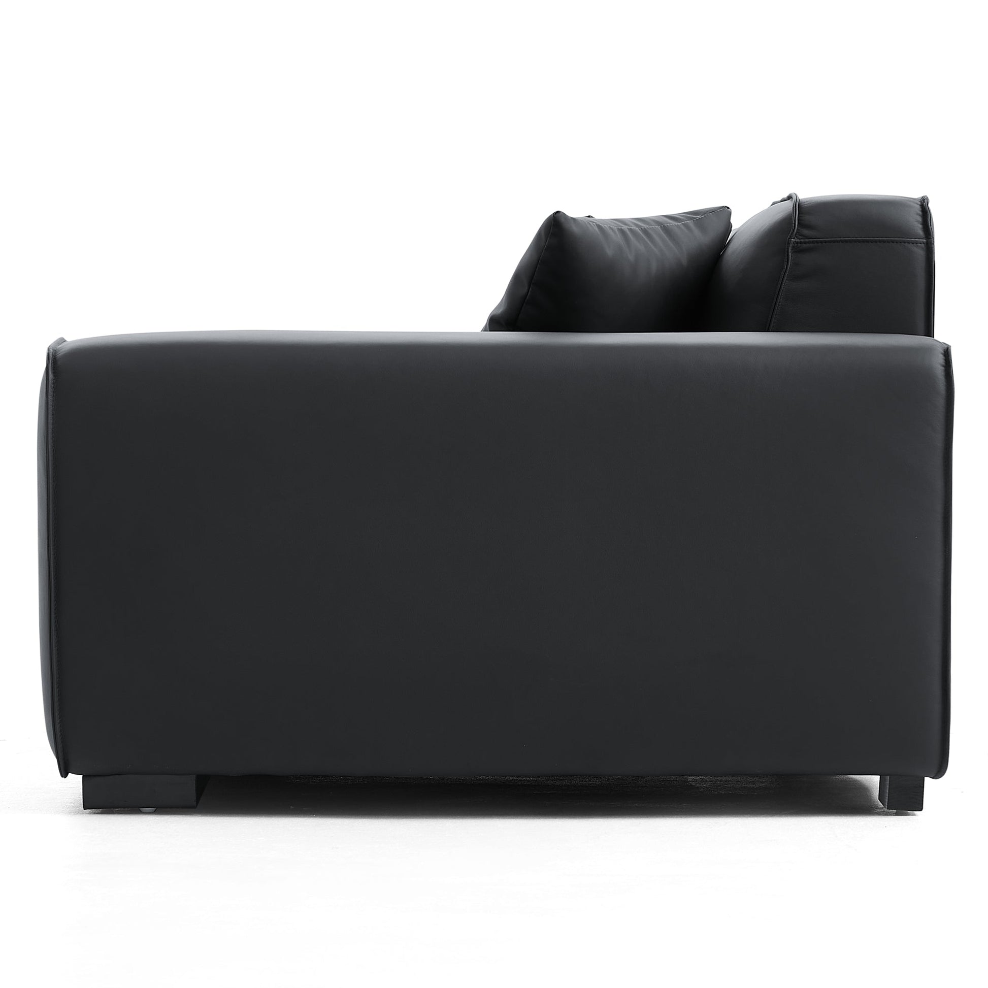 Domus Modular Black Leather Sofa-Black