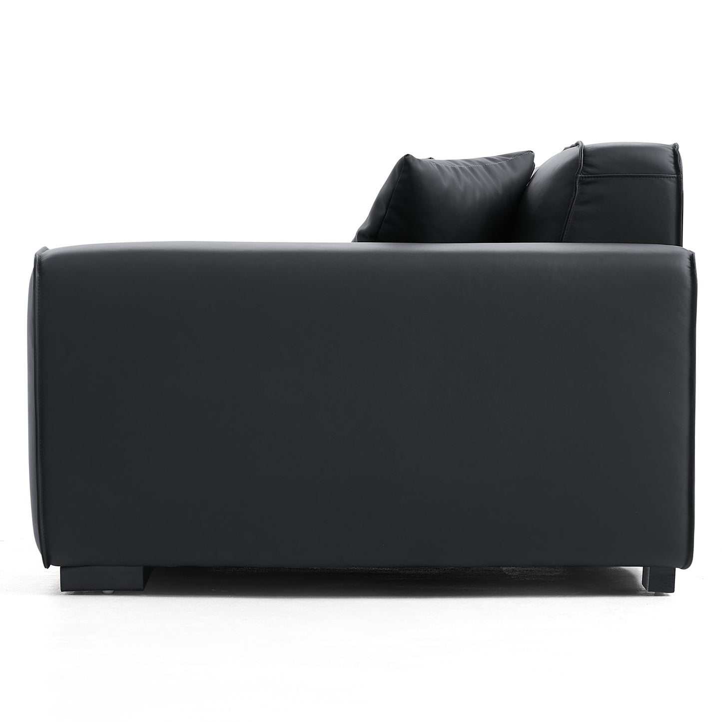 Domus Modular Dark Gray Leather Sofa-Black